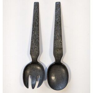 Norway Artist David Anderson Salad Fork Spoon Cast Pewter Oseberg Ship inspired